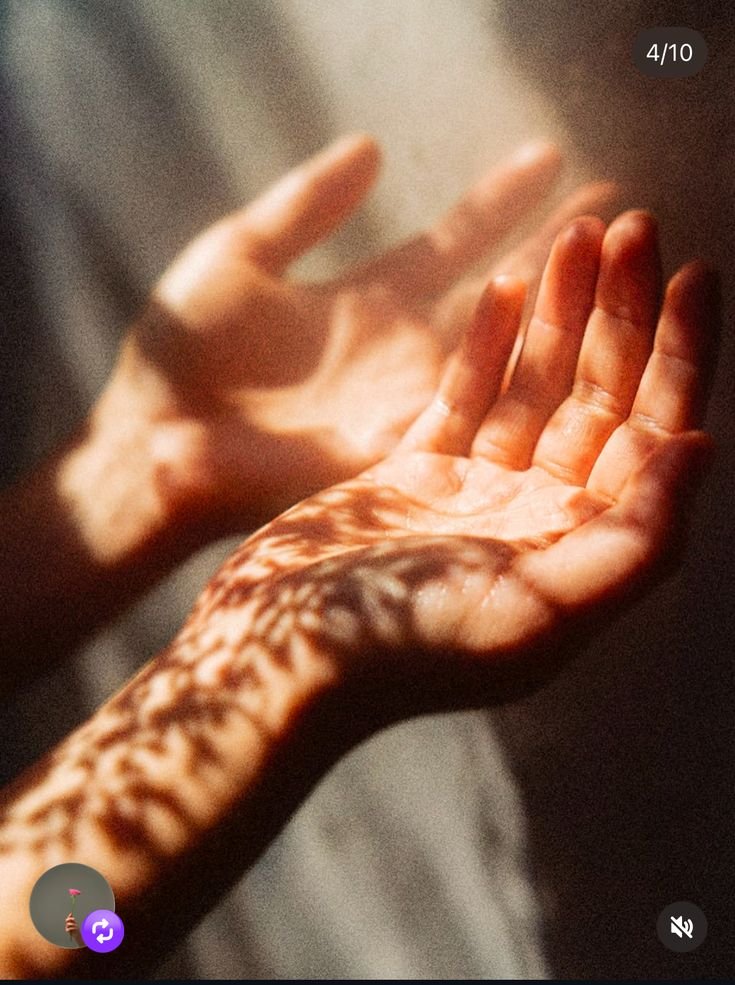 Hands resting open