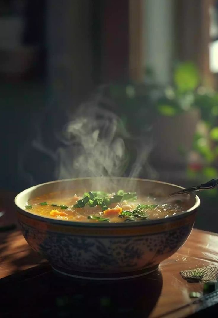 A steaming bowl of nourishing broth